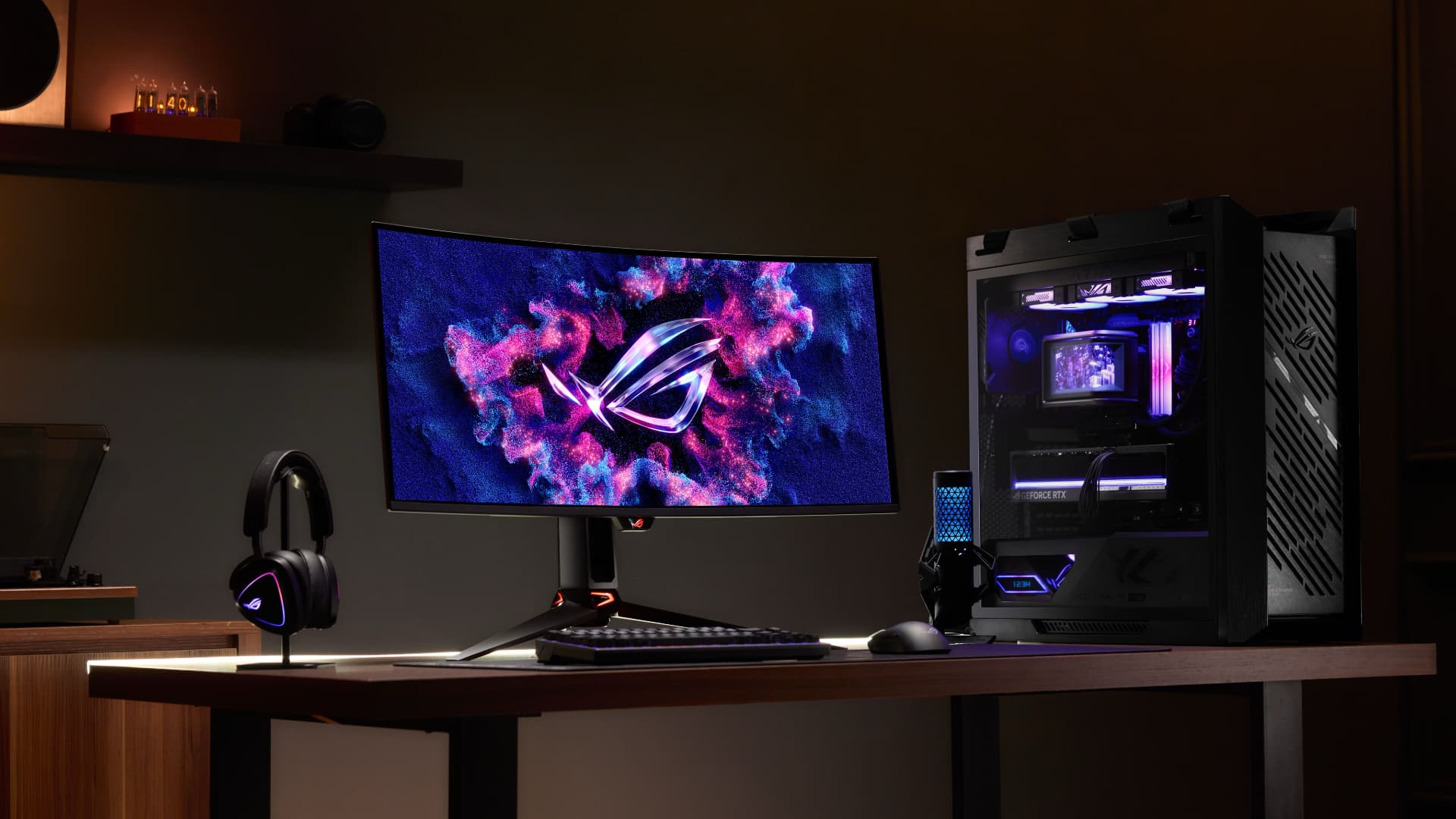 ASUS ROG CES 2026 Zephyrus OLED Laptops New OLED Monitors AR Glasses ROG Swift OLED PG34WCDN Scenario 